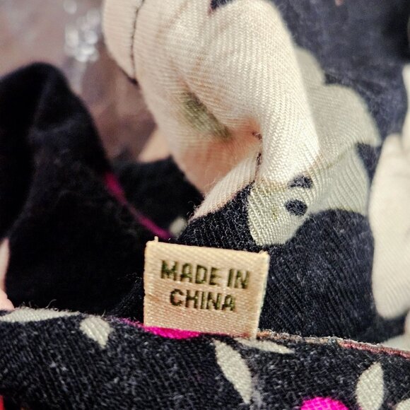 Caribbean Joe Hawaiian Shirt Womens Size M Floral Button Up Black White Pink - Picture 6 of 10